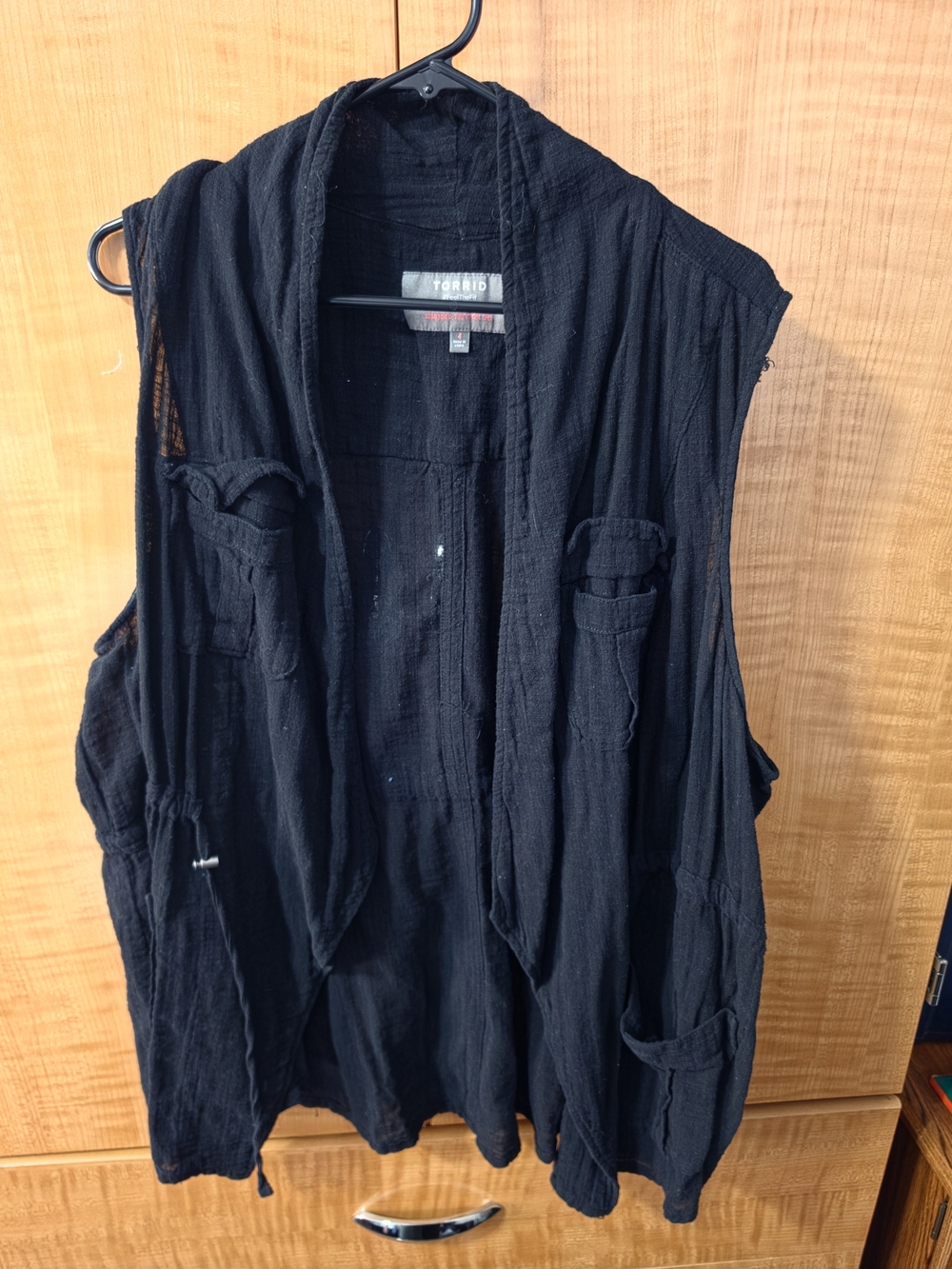 Torrid Black Textured Open Vest